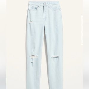 Old navy curvy extra high-waisted button fly, straight ripped cut off jeans